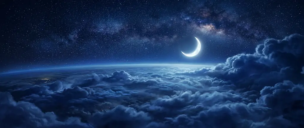Noční obloha nad mraky